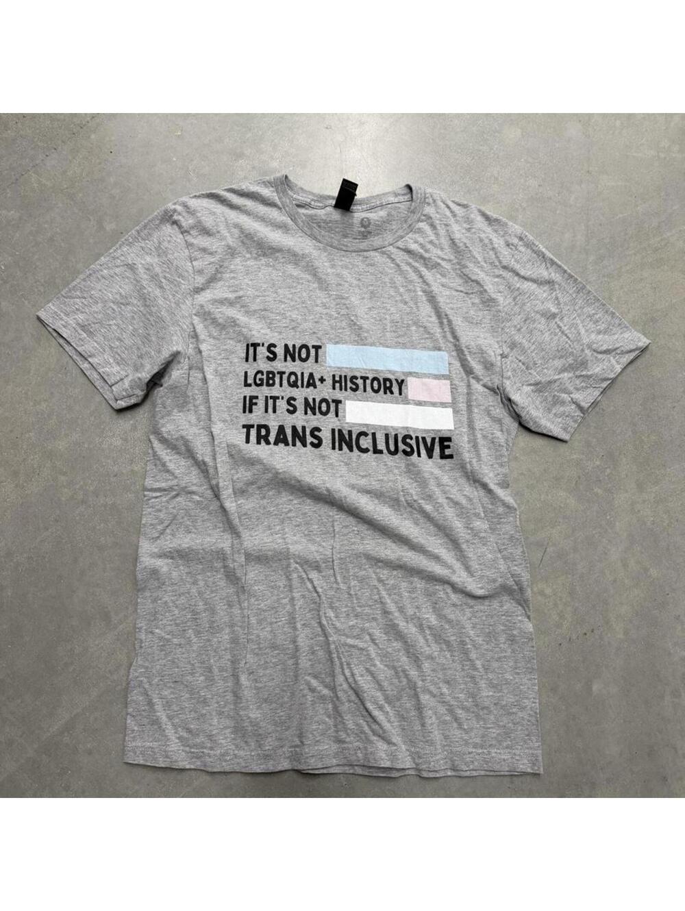 LGBTQIA History Trans Inclusive Graphic T Shirt Gray Pride Activism Adult Medium